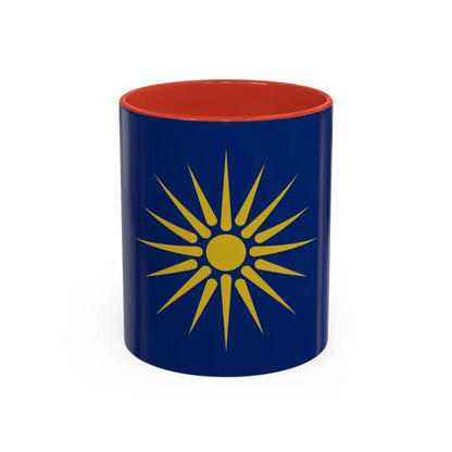Flag of Greek Macedonia Greece - Accent Coffee Mug 11oz Red - Go Mug Yourself