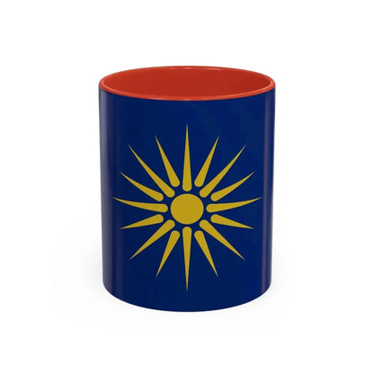 Flag of Greek Macedonia Greece - Accent Coffee Mug 11oz Red - Go Mug Yourself