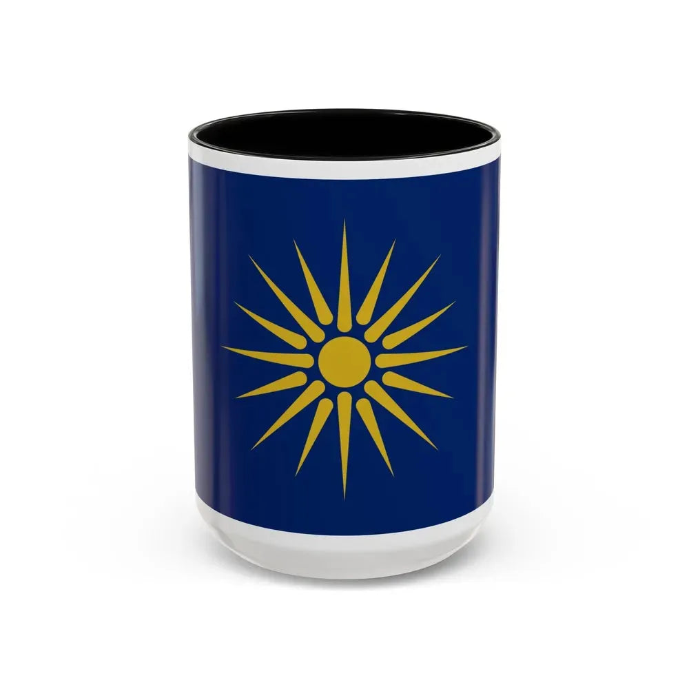 Flag of Greek Macedonia Greece - Accent Coffee Mug 15oz Black - Go Mug Yourself