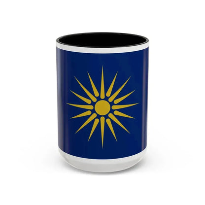 Flag of Greek Macedonia Greece - Accent Coffee Mug 15oz Black - Go Mug Yourself