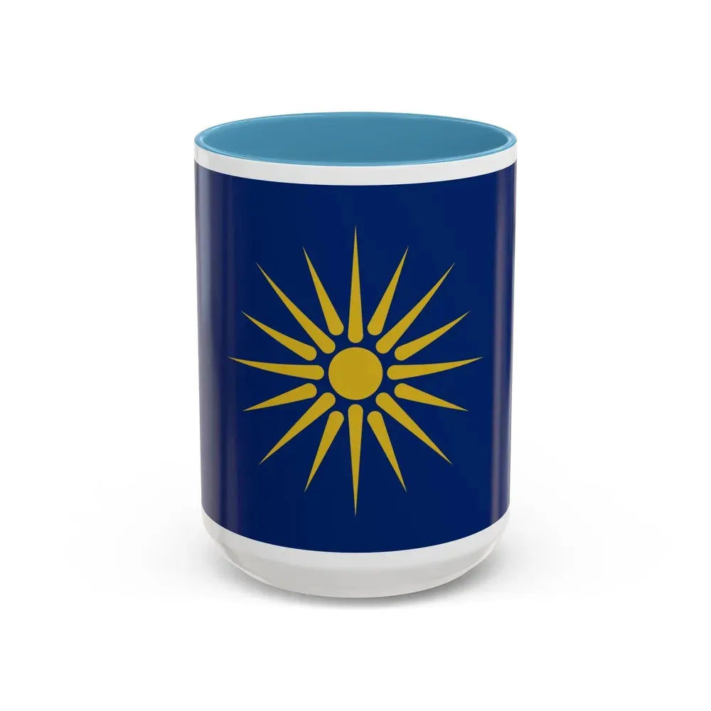 Flag of Greek Macedonia Greece - Accent Coffee Mug 15oz Light Blue - Go Mug Yourself