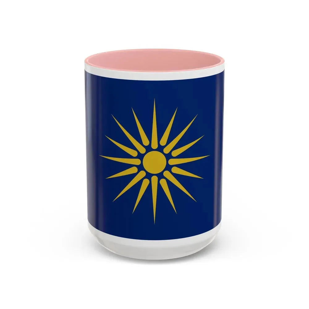 Flag of Greek Macedonia Greece - Accent Coffee Mug 15oz Pink - Go Mug Yourself