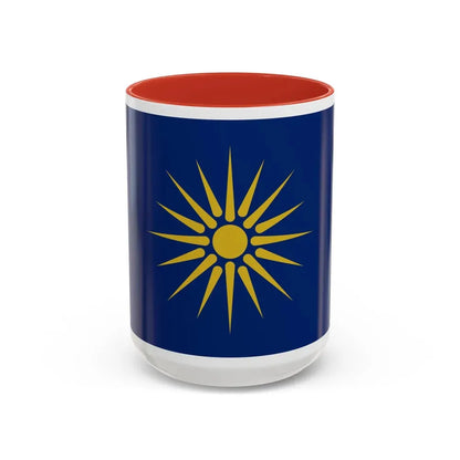 Flag of Greek Macedonia Greece - Accent Coffee Mug 15oz Red - Go Mug Yourself