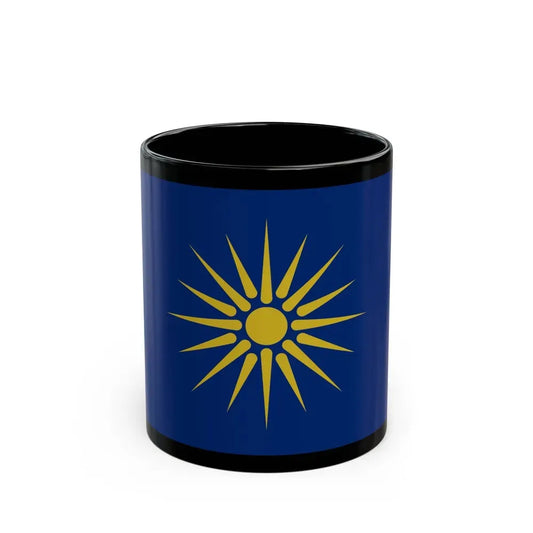 Flag of Greek Macedonia Greece - Black Coffee Mug 11oz - Go Mug Yourself