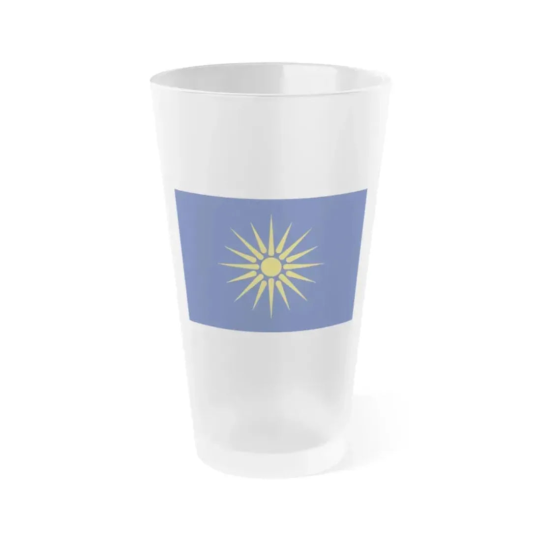 Flag of Greek Macedonia Greece - Frosted Pint Glass 16oz 16oz Frosted - Go Mug Yourself
