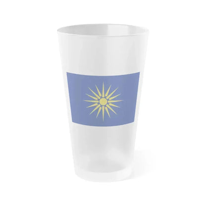 Flag of Greek Macedonia Greece - Frosted Pint Glass 16oz 16oz Frosted - Go Mug Yourself