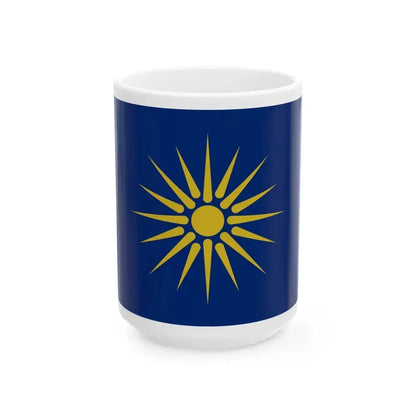 Flag of Greek Macedonia Greece - White Coffee Mug 15oz - Go Mug Yourself
