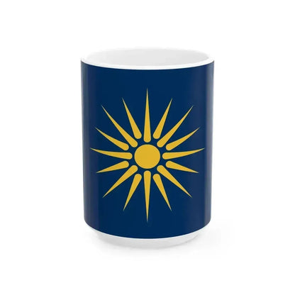 Flag of Greek Macedonia (Greece) White Coffee Mug 15oz - Go Mug Yourself