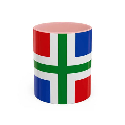 Flag of Groningen Netherlands - Accent Coffee Mug 11oz Pink - Go Mug Yourself