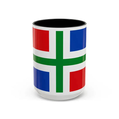 Flag of Groningen Netherlands - Accent Coffee Mug 15oz Black - Go Mug Yourself