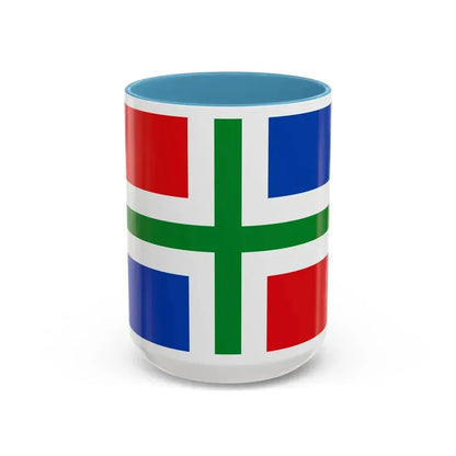Flag of Groningen Netherlands - Accent Coffee Mug 15oz Light Blue - Go Mug Yourself