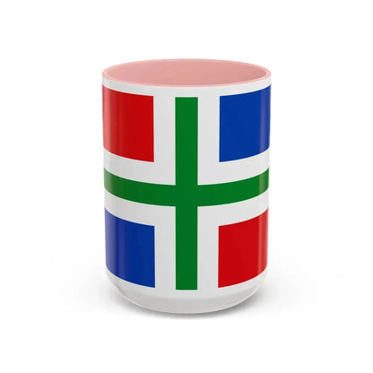 Flag of Groningen Netherlands - Accent Coffee Mug 15oz Pink - Go Mug Yourself