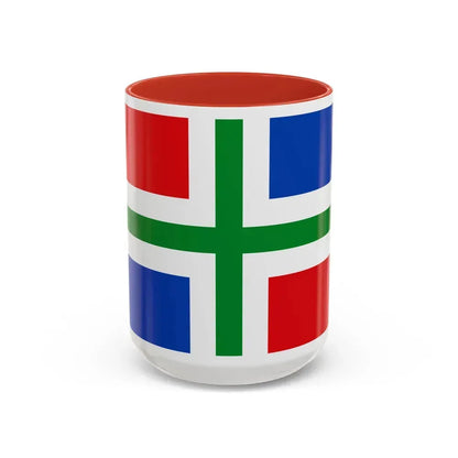 Flag of Groningen Netherlands - Accent Coffee Mug 15oz Red - Go Mug Yourself
