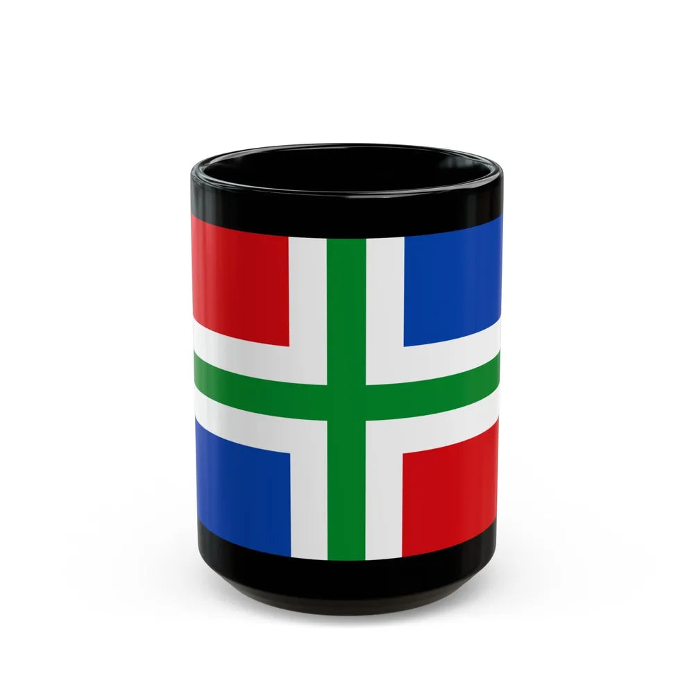 Flag of Groningen Netherlands - Black Coffee Mug-15oz-Go Mug Yourself