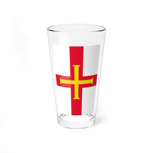 Flag of Guernsey vertical (United Kingdom) Pint Glass 16oz 16oz - Go Mug Yourself