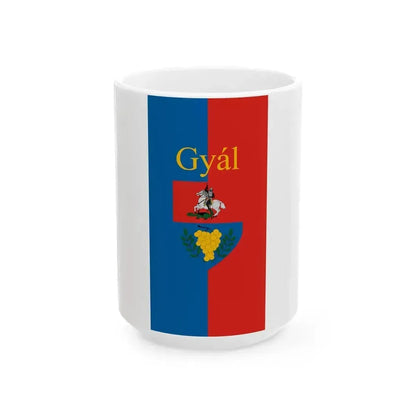 Flag of Gyal vertical (Hungary) White Coffee Mug 15oz - Go Mug Yourself