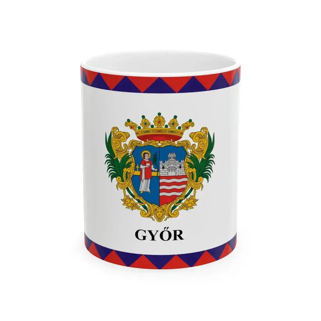 Flag of Gyor 2-1 aspect ratio (Hungary) White Coffee Mug 11oz - Go Mug Yourself
