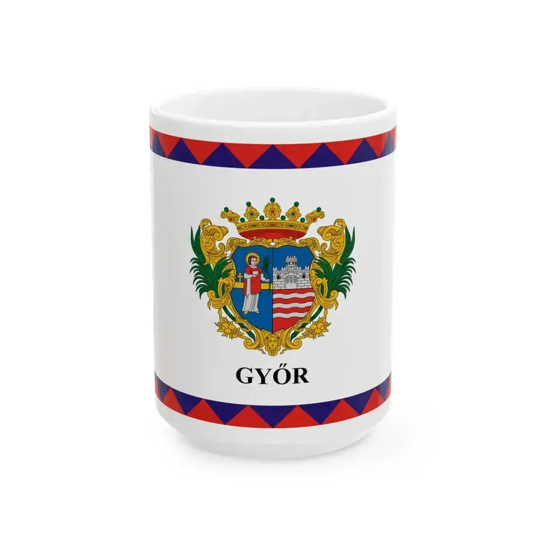 Flag of Gyor 2-1 aspect ratio (Hungary) White Coffee Mug 15oz - Go Mug Yourself