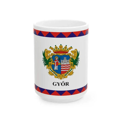 Flag of Gyor 2-1 aspect ratio (Hungary) White Coffee Mug 15oz - Go Mug Yourself