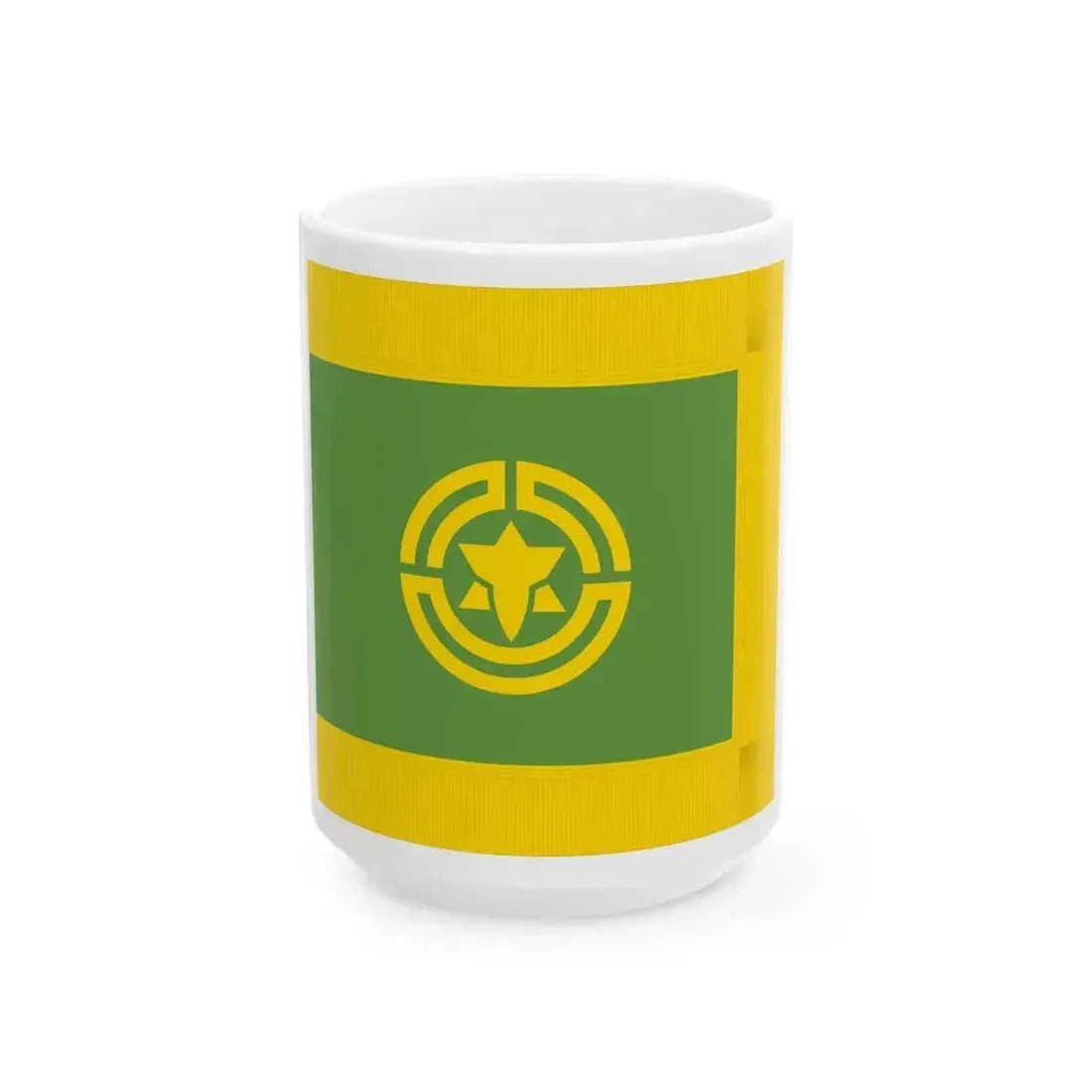 Flag of Haboro Hokkaido fringed (Japan) White Coffee Mug 15oz - Go Mug Yourself