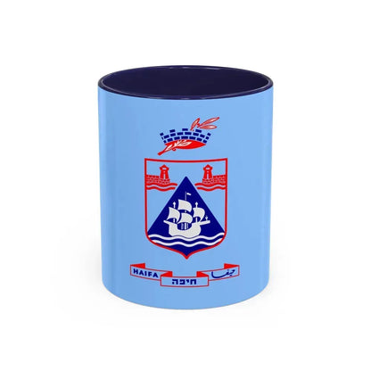 Flag of Haifa Israel - Accent Coffee Mug 11oz Navy - Go Mug Yourself
