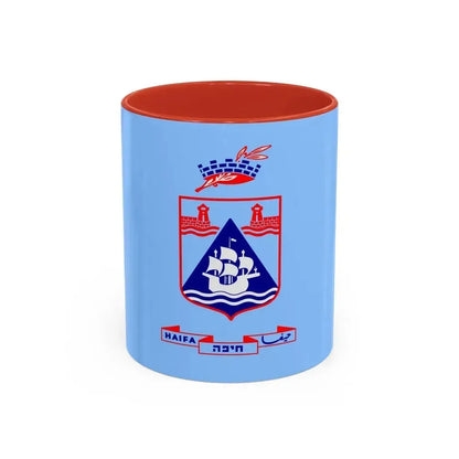 Flag of Haifa Israel - Accent Coffee Mug 11oz Red - Go Mug Yourself