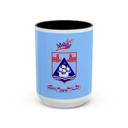 Flag of Haifa Israel - Accent Coffee Mug 15oz Black - Go Mug Yourself