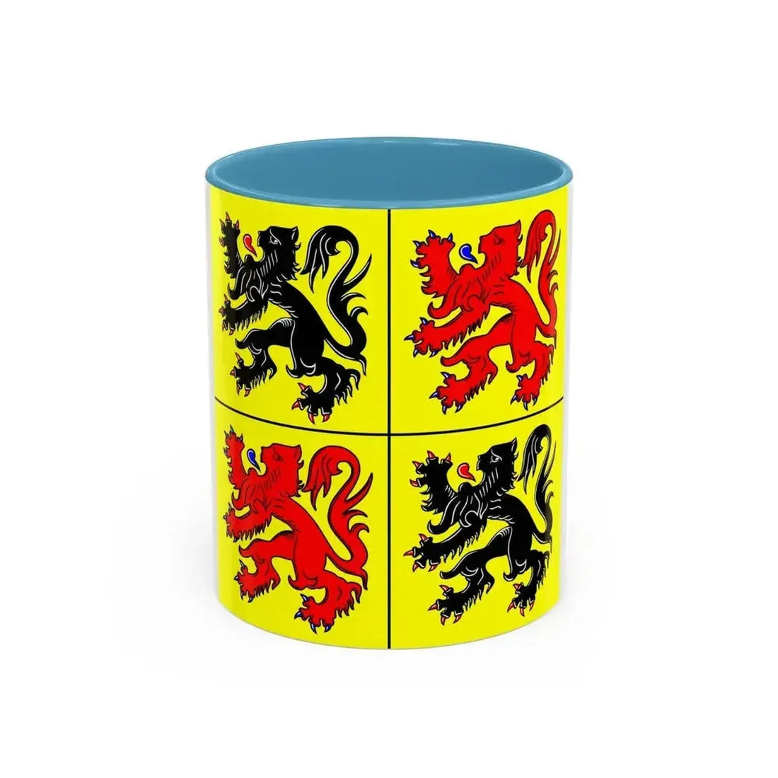 Flag of Hainaut Belgium - Accent Coffee Mug 11oz Light Blue - Go Mug Yourself