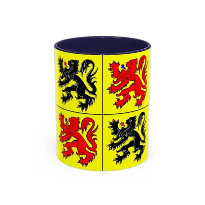 Flag of Hainaut Belgium - Accent Coffee Mug 11oz Navy - Go Mug Yourself
