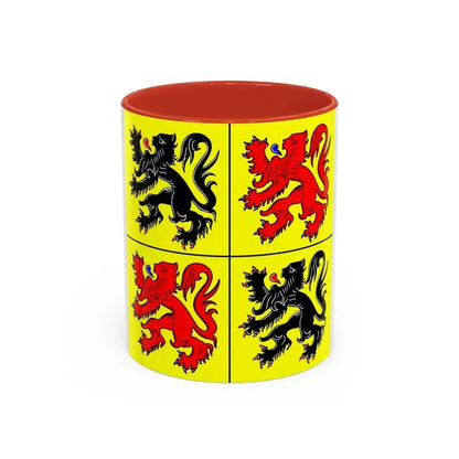Flag of Hainaut Belgium - Accent Coffee Mug 11oz Red - Go Mug Yourself