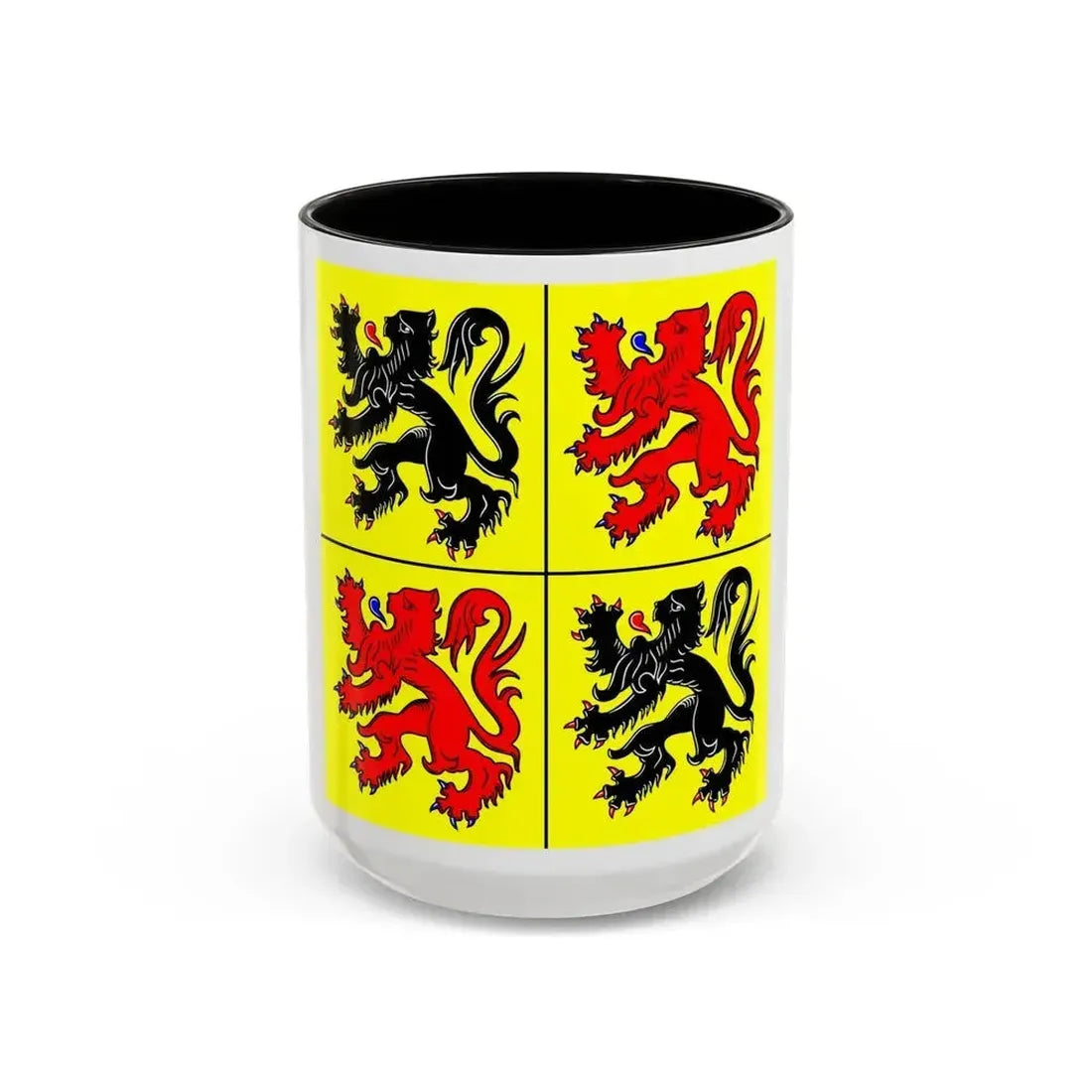 Flag of Hainaut Belgium - Accent Coffee Mug 15oz Black - Go Mug Yourself