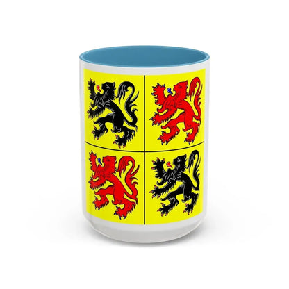 Flag of Hainaut Belgium - Accent Coffee Mug 15oz Light Blue - Go Mug Yourself