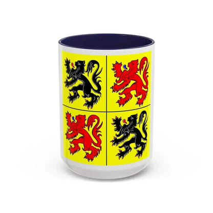 Flag of Hainaut Belgium - Accent Coffee Mug 15oz Navy - Go Mug Yourself