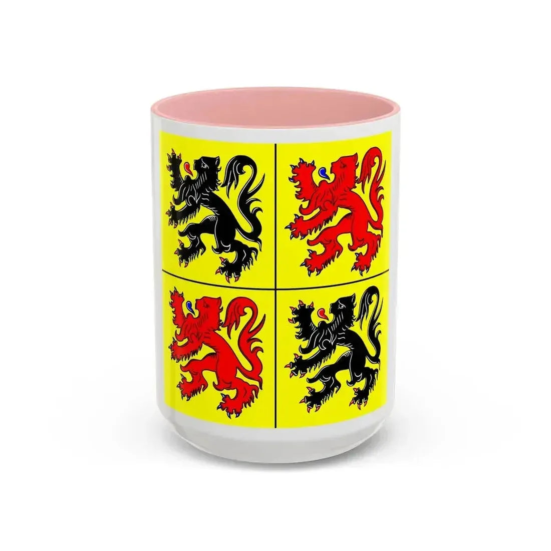 Flag of Hainaut Belgium - Accent Coffee Mug 15oz Pink - Go Mug Yourself