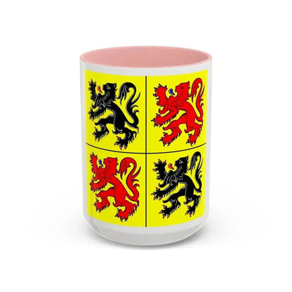 Flag of Hainaut Belgium - Accent Coffee Mug 15oz Pink - Go Mug Yourself