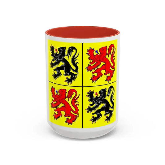 Flag of Hainaut Belgium - Accent Coffee Mug 15oz Red - Go Mug Yourself