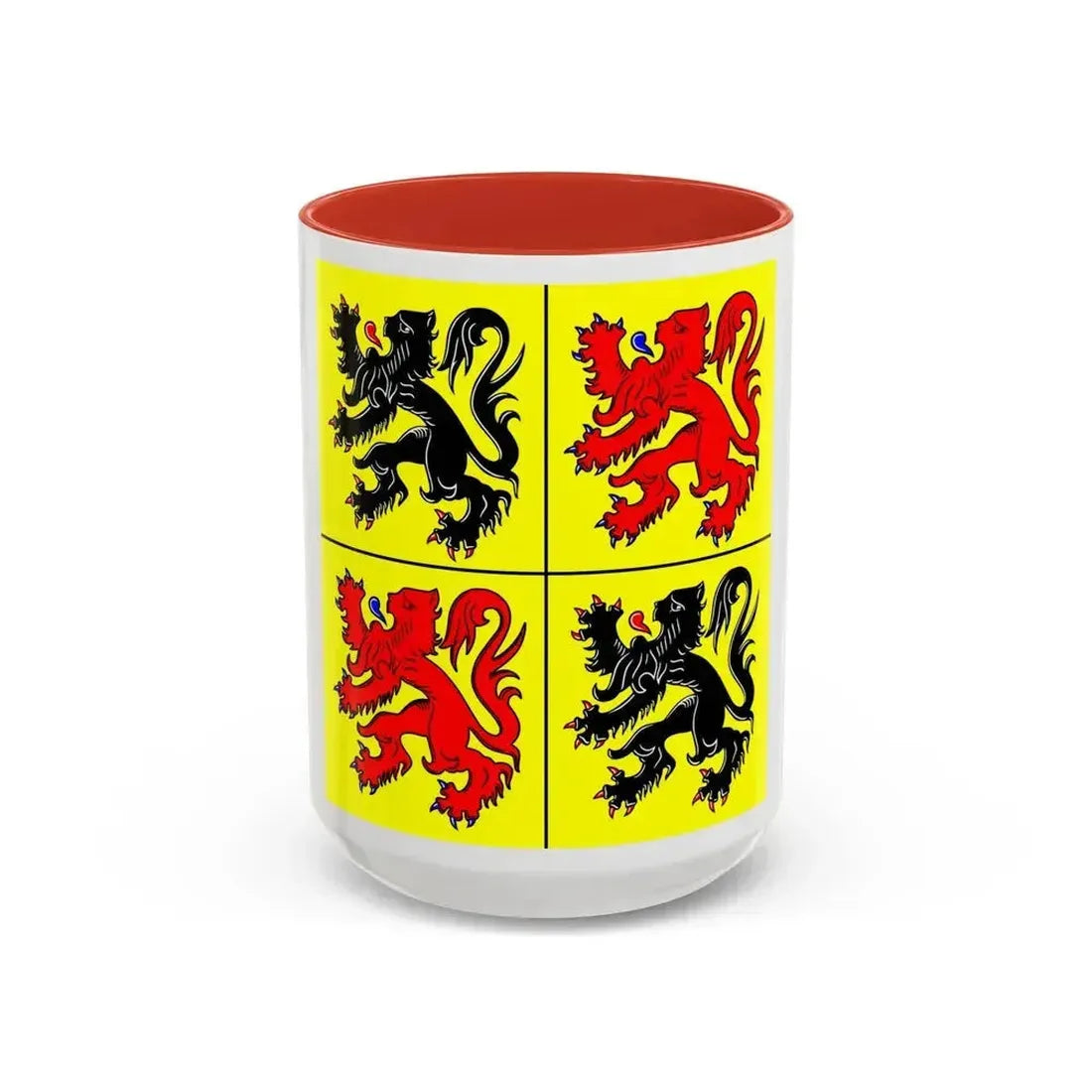 Flag of Hainaut Belgium - Accent Coffee Mug 15oz Red - Go Mug Yourself