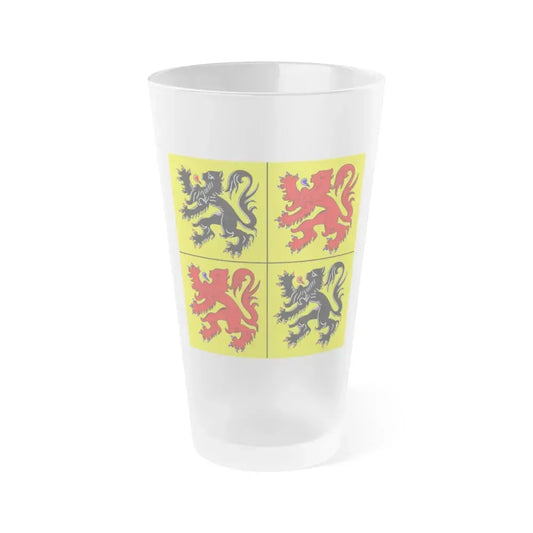 Flag of Hainaut Belgium - Frosted Pint Glass 16oz 16oz Frosted - Go Mug Yourself