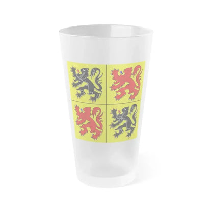 Flag of Hainaut Belgium - Frosted Pint Glass 16oz 16oz Frosted - Go Mug Yourself