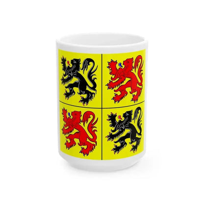 Flag of Hainaut Belgium - White Coffee Mug 15oz - Go Mug Yourself