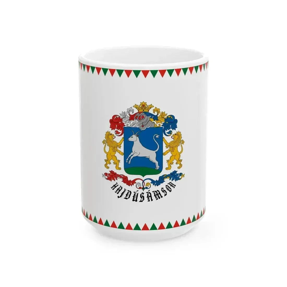 Flag of Hajdusamson (Hungary) White Coffee Mug 15oz - Go Mug Yourself