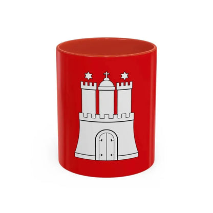 Flag of Hamburg Germany - Accent Coffee Mug 11oz Red - Go Mug Yourself