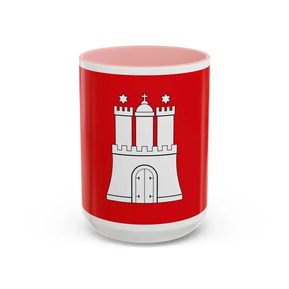 Flag of Hamburg Germany - Accent Coffee Mug 15oz Pink - Go Mug Yourself
