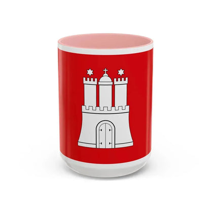 Flag of Hamburg Germany - Accent Coffee Mug 15oz Pink - Go Mug Yourself