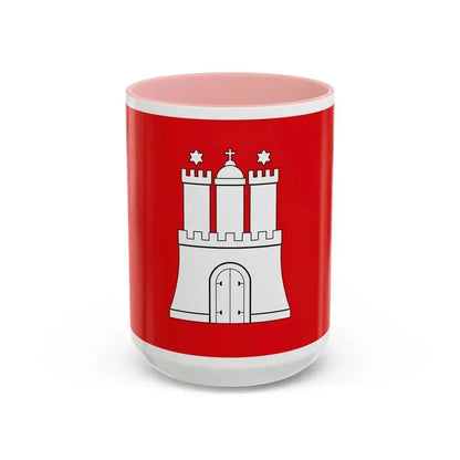 Flag of Hamburg Germany - Accent Coffee Mug 15oz Pink - Go Mug Yourself