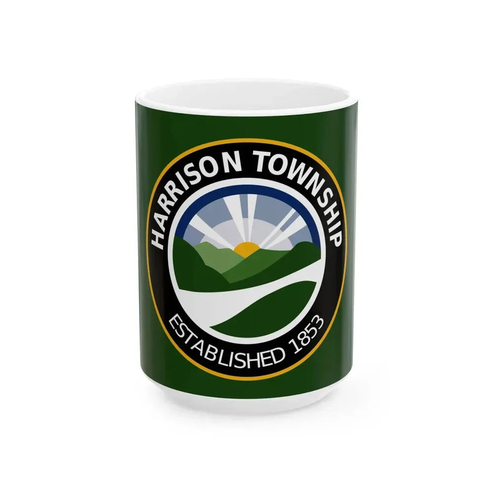 Flag of Harrison Township Ohio (United States) White Coffee Mug 15oz - Go Mug Yourself