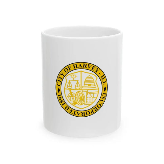 Flag of Harvey Illinois (United States) White Coffee Mug 11oz - Go Mug Yourself