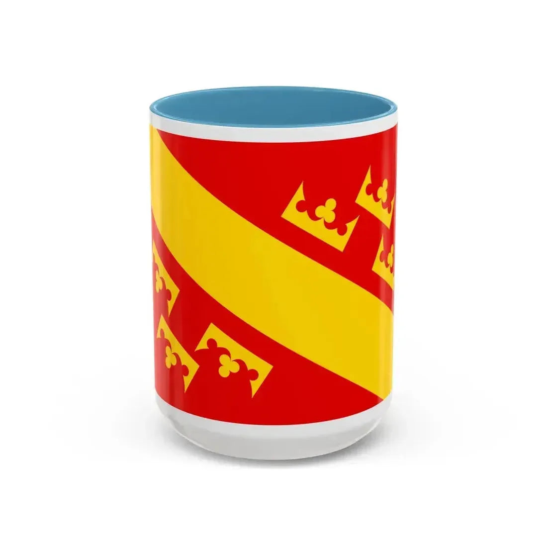 Flag of Haut Rhin France 2 - Accent Coffee Mug 15oz Light Blue - Go Mug Yourself