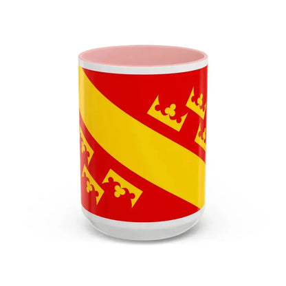 Flag of Haut Rhin France 2 - Accent Coffee Mug 15oz Pink - Go Mug Yourself
