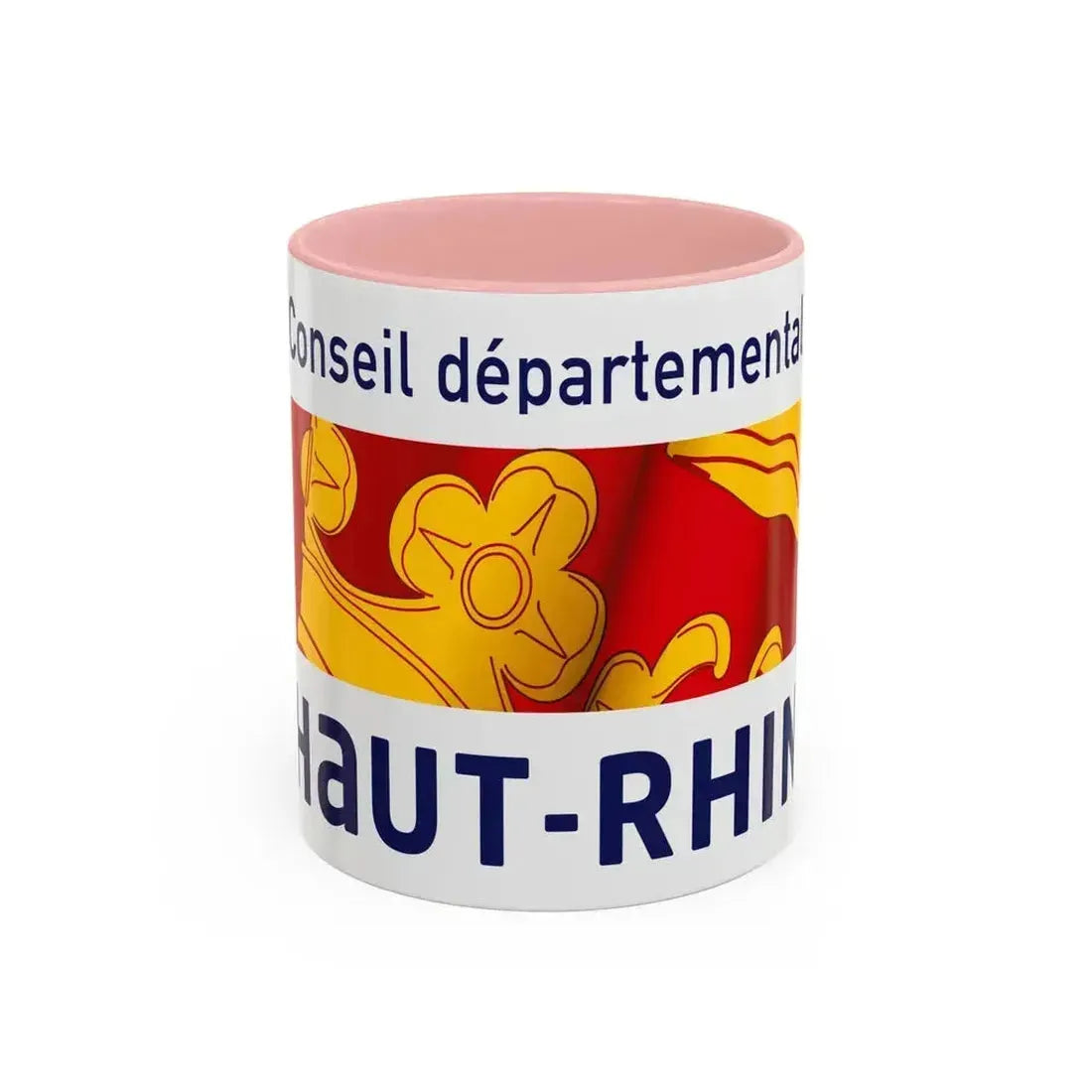 Flag of Haut Rhin France - Accent Coffee Mug 11oz Pink - Go Mug Yourself